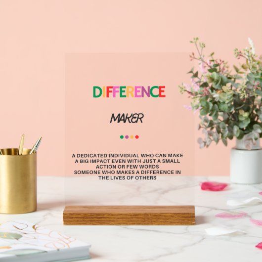 Verschil maker geschenken voor vrouwen, dank u ges acryl bord (Huwelijk)