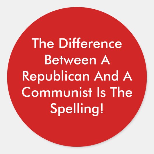 Verschil tussen een republikein en een communist ronde sticker (Voorkant)