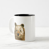 Verschilderen van bruine beer waterverf tweekleurige koffiemok (Voorkant links)