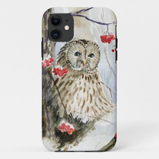 Verschilderen van de waterverf van Barred Owl Case-Mate iPhone Case (Achterkant)