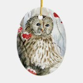 Verschilderen van de waterverf van Barred Owl Keramisch Ornament (Voorkant)