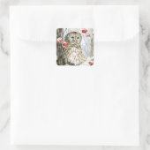 Verschilderen van de waterverf van Barred Owl Vierkante Sticker (Tas)