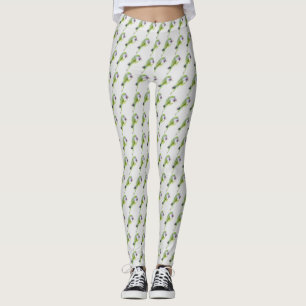 Verschilderen van groene papegaaien waterverf leggings