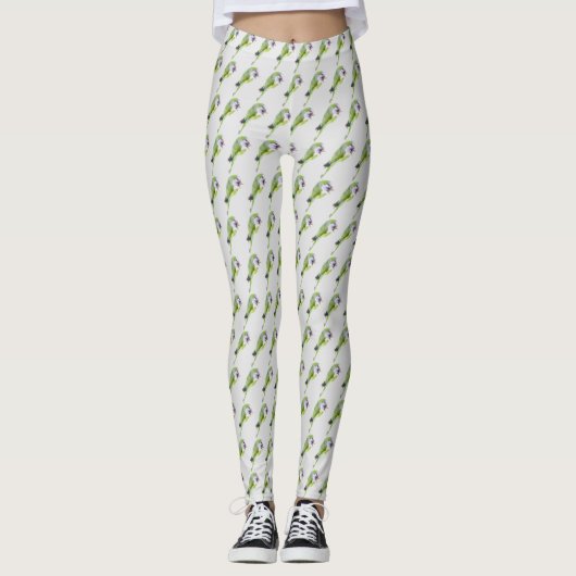 Verschilderen van groene papegaaien waterverf leggings (Voorkant)