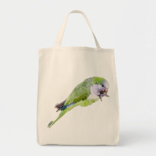Verschilderen van groene papegaaien waterverf tote bag