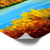 Verschilderen van het Autumn-meer en bergen Poster (Hoek)