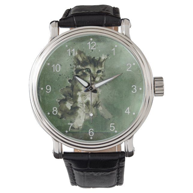 Verschilderen van katten waterverf horloge (Voorkant)