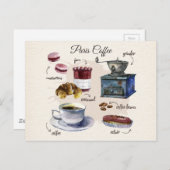 Verschildering van koffie en gebak in Parijs Briefkaart (Voorkant / Achterkant)