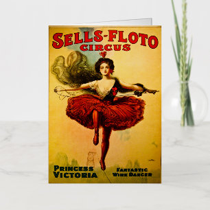 Verschildert Floto Wire Dancer Circus Princess Vic Folie Wenskaart