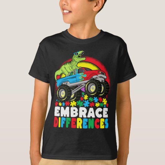 Verschillen in rex monster Truck Autism omhelzen T-shirt (Voorkant)