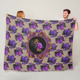 VERSCHILLEN VAN PAARSE HALLOWEEN VAN FLORAL BOUQUE FLEECE DEKEN