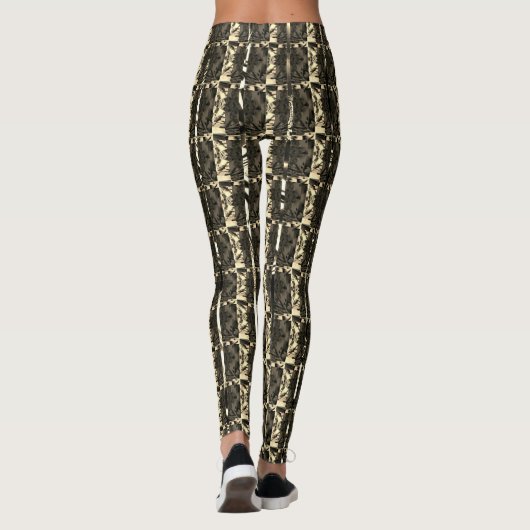 Verschillend bruin, verschillend gestreepte vertic leggings (Achterkant)