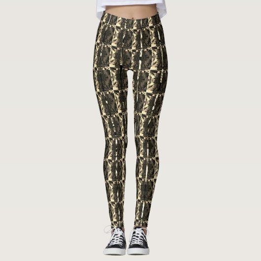 Verschillend bruin, verschillend gestreepte vertic leggings (Voorkant)