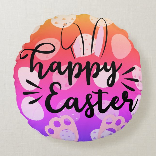 verschillend gekleurd ei rond kussen (Voorkant)