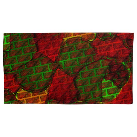 Verschillende afbeeldingen montage, baksteen, rood kussensloop (Voorkant-Links)