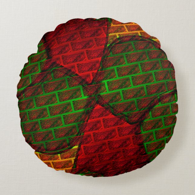 Verschillende afbeeldingen montage, baksteen, rood rond kussen (Voorkant)