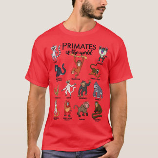 Verschillende apentypen van primaten t-shirt