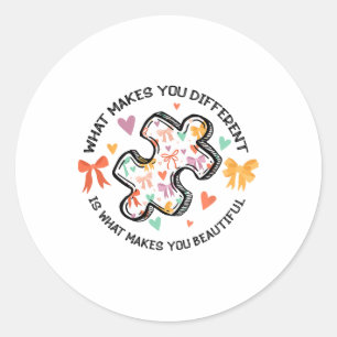 Verschillende Autisme Bewustzijn Coquette Boog Neu Ronde Sticker