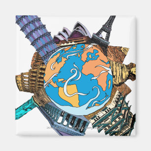 Verschillende beroemde plaatsen in de wereld magneet