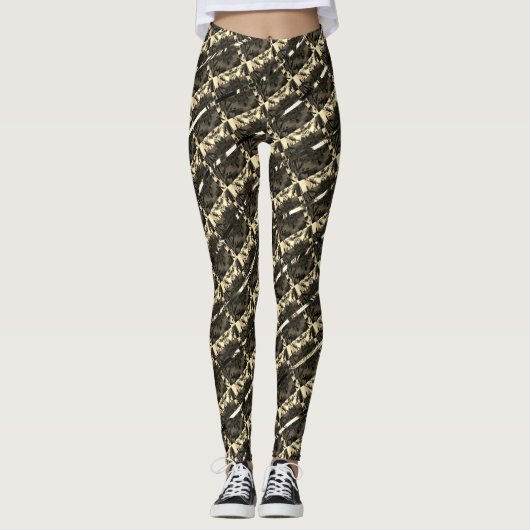 Verschillende bruine, verschillende gestreepte dwa leggings (Voorkant)