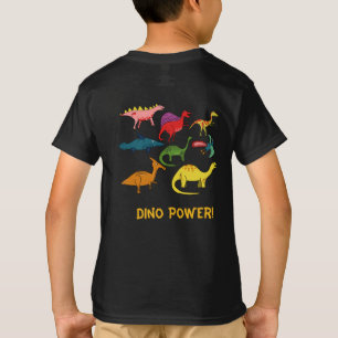 Verschillende Cartoon dinosaurussen in vele kleure T-shirt