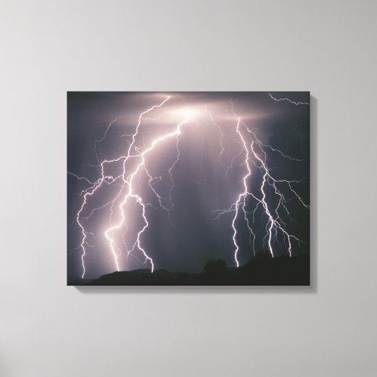 Verschillende cloud-to-ground bliksemflitsen van e canvas afdruk (Voorkant)