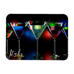 Verschillende cocktails in martinibrillen met verl magneet