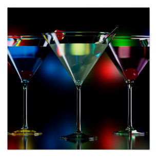 Verschillende cocktails in martinibrillen met verl perfect poster