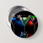 Verschillende cocktails in martinibrillen met verl ronde button 7,6 cm (Voorkant /achterkant)
