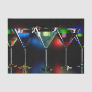 Verschillende cocktails in martinibrillen met verl tissuepapier