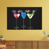 Verschillende cocktails in martinibrillen op zwart canvas afdruk (Insitu (Woonkamer))