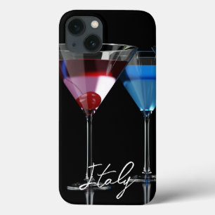 Verschillende cocktails in martinibrillen op zwart Case-Mate iPhone case