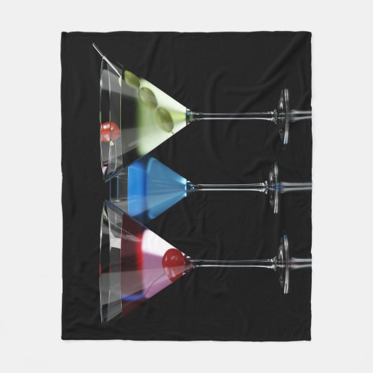 Verschillende cocktails in martinibrillen op zwart fleece deken (Voorkant)