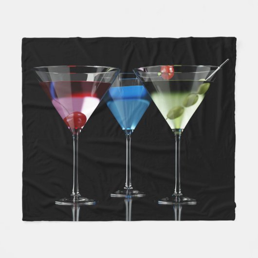 Verschillende cocktails in martinibrillen op zwart fleece deken (Voorkant (Horizontaal))