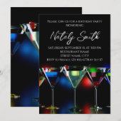 Verschillende cocktails in martiniglazen met licht kaart (Voorkant / Achterkant)