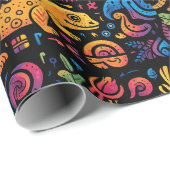 Verschillende dierlijke vormen in levendige kleure cadeaupapier (Rol Hoek)