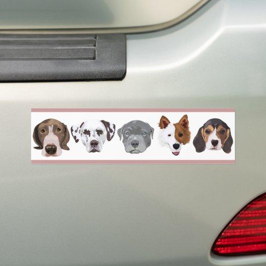 Verschillende Dog Bumpersticker (Op auto)
