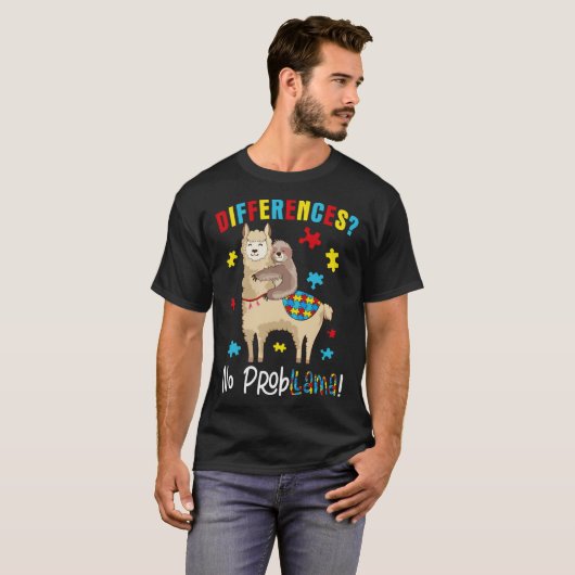 Verschillende Geen Prob Llama Sloth Llama Puzzel A T-shirt (Voorkant volledig)