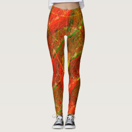 Verschillende gespot en krassen lichtrood groen leggings