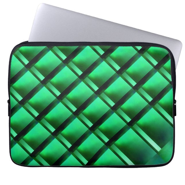Verschillende groene vormen met lichtillusie laptop sleeve (Voorkant)