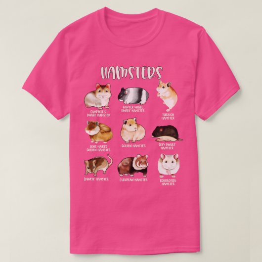 Verschillende hamstersoorten t-shirt (Design voorkant)