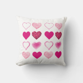 Verschillende hartvormen in gelijkmatige patronen kussen