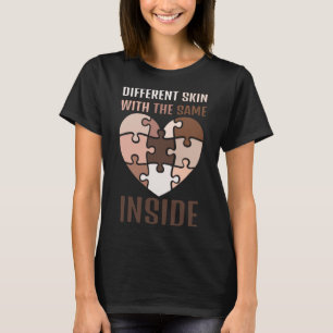Verschillende huidskleuren met hetzelfde hart binn t-shirt
