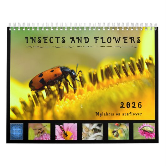 Verschillende insecten en bloemen 12 maanden kalen kalender (Hoes)