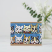 Verschillende katten die uitkijken, Louis Wain Briefkaart (Staand voorkant)