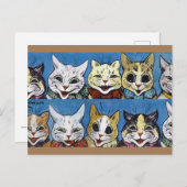 Verschillende katten die uitkijken, Louis Wain Briefkaart (Voorkant / Achterkant)
