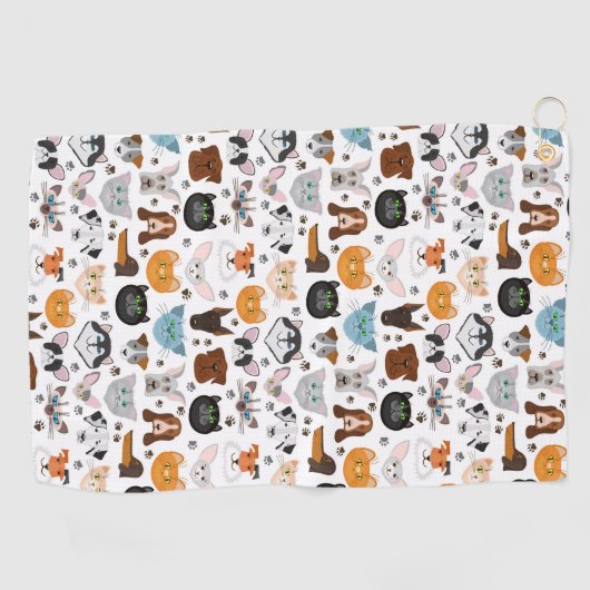 Verschillende kattenpatronen golfhanddoek (Horizontaal)