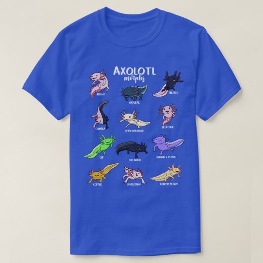 Verschillende Kawaii axolotl-types T-shirt (Design voorkant)