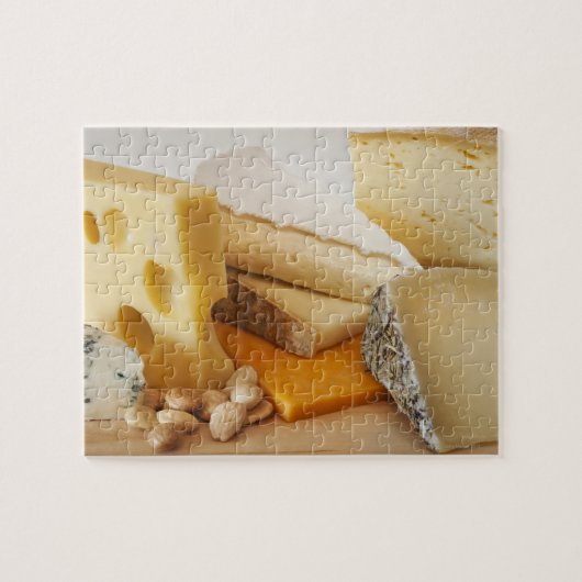 Verschillende kazen op het kookbord legpuzzel (Horizontaal)