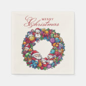 Verschillende kerst motieven Vrolijk Kerstfeest Servet (Voorkant)